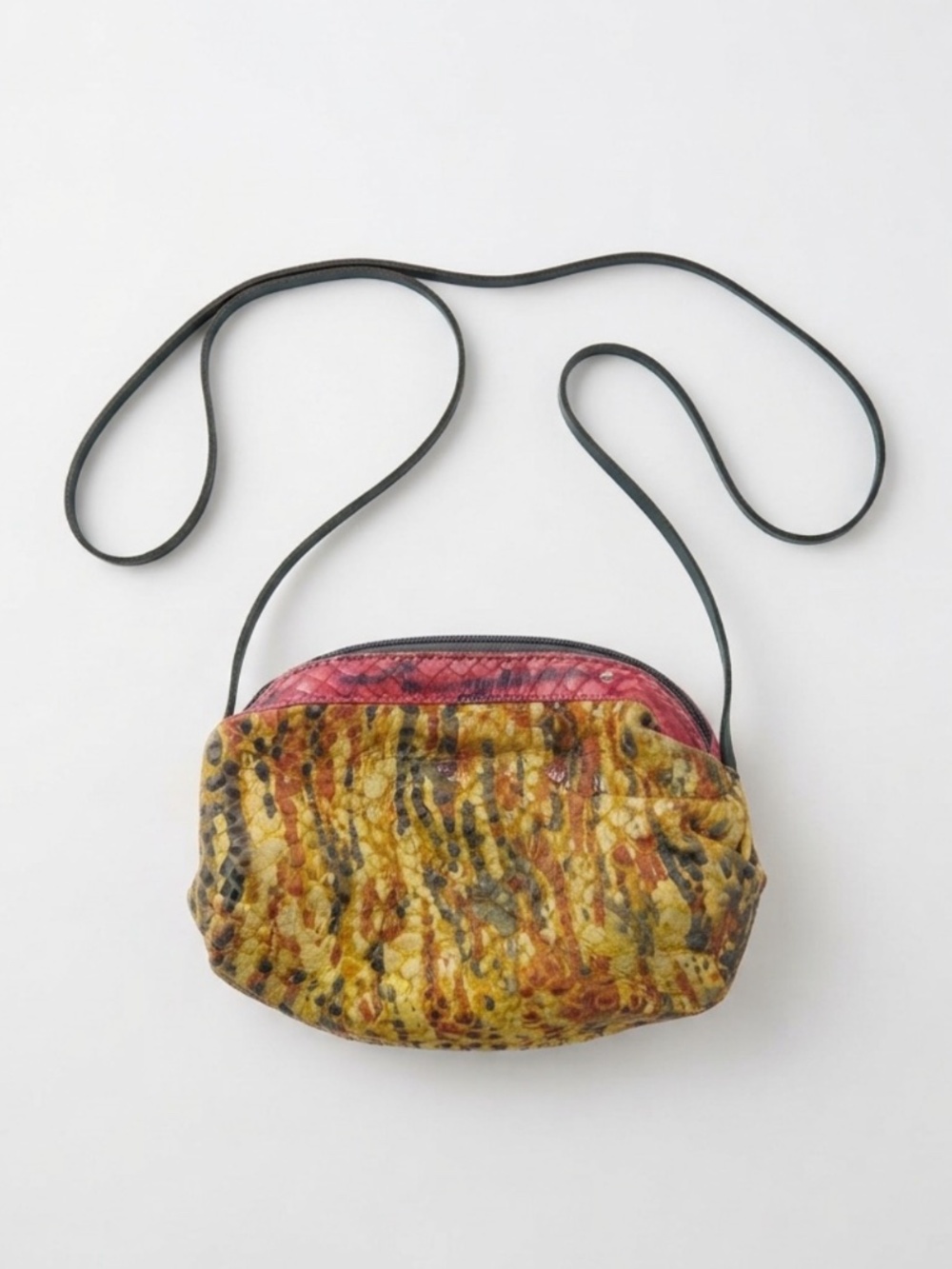 Carlos Falchi Vintage Multicolor Python Snake-Skin Leather Crossbody Purse Bag